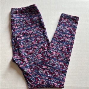 LuLaRoe Blue and Pink Leggings Vibrant Pattern